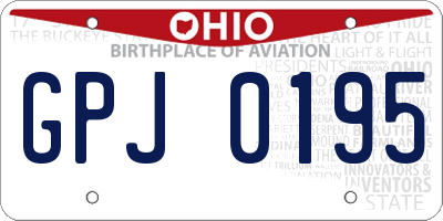 OH license plate GPJ0195