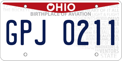 OH license plate GPJ0211