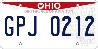 OH license plate GPJ0212