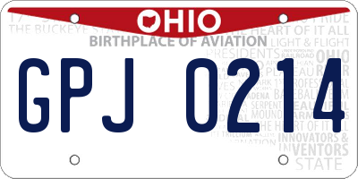 OH license plate GPJ0214