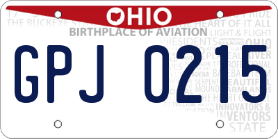 OH license plate GPJ0215