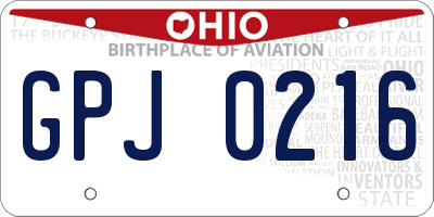 OH license plate GPJ0216