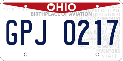 OH license plate GPJ0217
