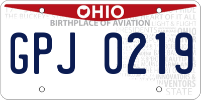 OH license plate GPJ0219