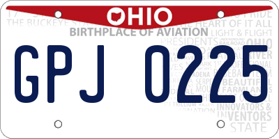 OH license plate GPJ0225