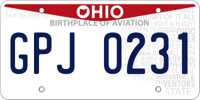 OH license plate GPJ0231
