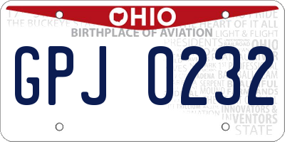 OH license plate GPJ0232