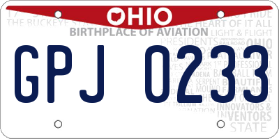 OH license plate GPJ0233