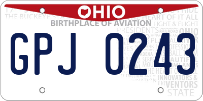OH license plate GPJ0243