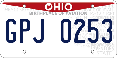OH license plate GPJ0253