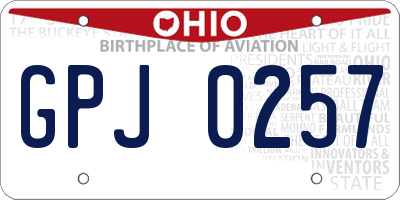 OH license plate GPJ0257