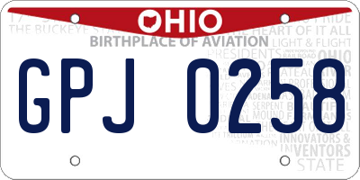 OH license plate GPJ0258