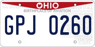 OH license plate GPJ0260