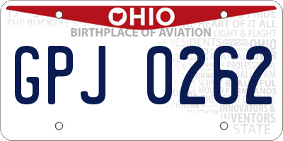 OH license plate GPJ0262