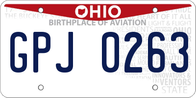 OH license plate GPJ0263