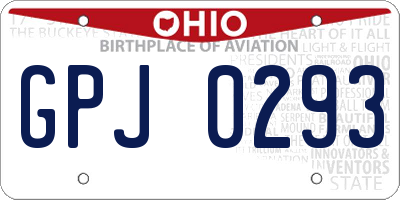 OH license plate GPJ0293