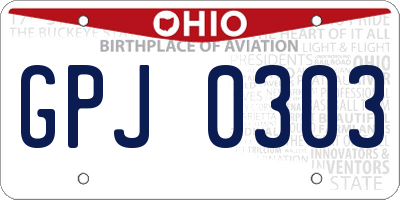 OH license plate GPJ0303