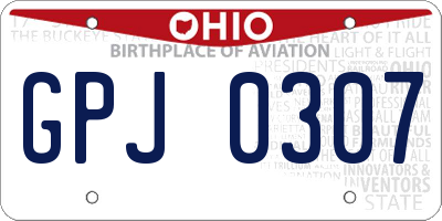 OH license plate GPJ0307