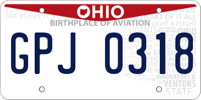 OH license plate GPJ0318