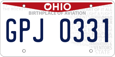 OH license plate GPJ0331