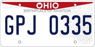 OH license plate GPJ0335