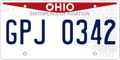 OH license plate GPJ0342