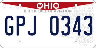OH license plate GPJ0343