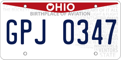 OH license plate GPJ0347