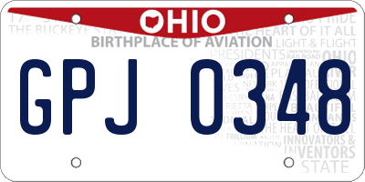 OH license plate GPJ0348