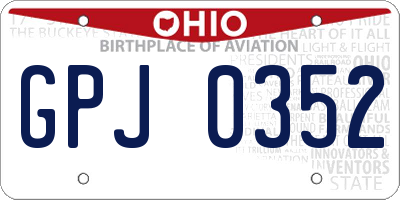 OH license plate GPJ0352