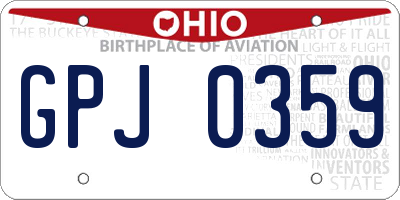 OH license plate GPJ0359