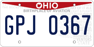 OH license plate GPJ0367