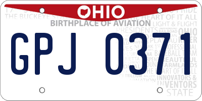 OH license plate GPJ0371