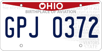 OH license plate GPJ0372