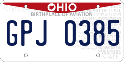 OH license plate GPJ0385