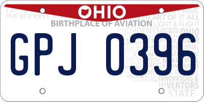 OH license plate GPJ0396