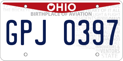 OH license plate GPJ0397