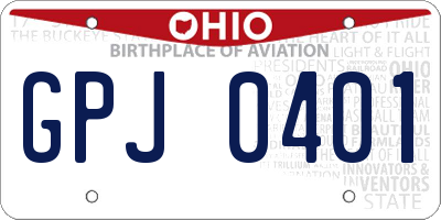 OH license plate GPJ0401