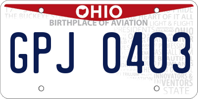 OH license plate GPJ0403