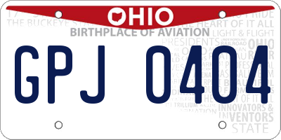OH license plate GPJ0404