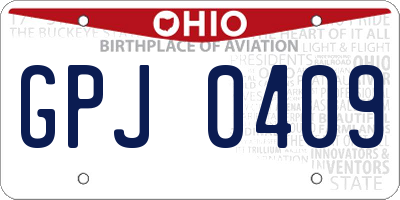 OH license plate GPJ0409