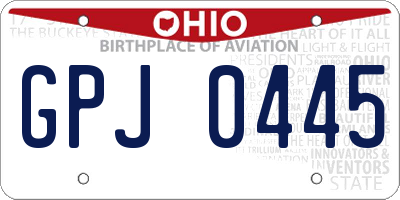 OH license plate GPJ0445
