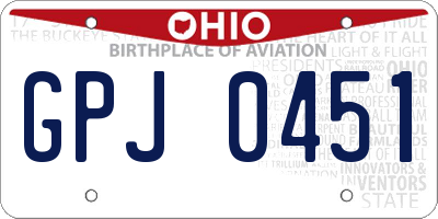 OH license plate GPJ0451