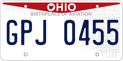 OH license plate GPJ0455
