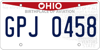 OH license plate GPJ0458