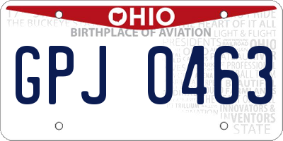 OH license plate GPJ0463