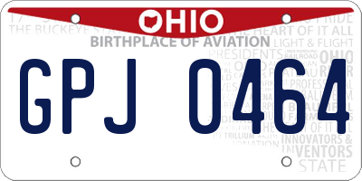 OH license plate GPJ0464