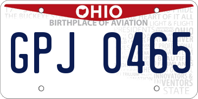 OH license plate GPJ0465