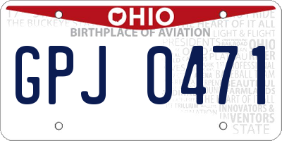 OH license plate GPJ0471