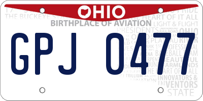 OH license plate GPJ0477
